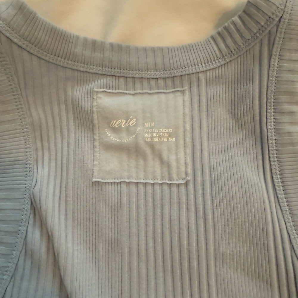 Aerie Ribbed Top in Soft Blue Gray